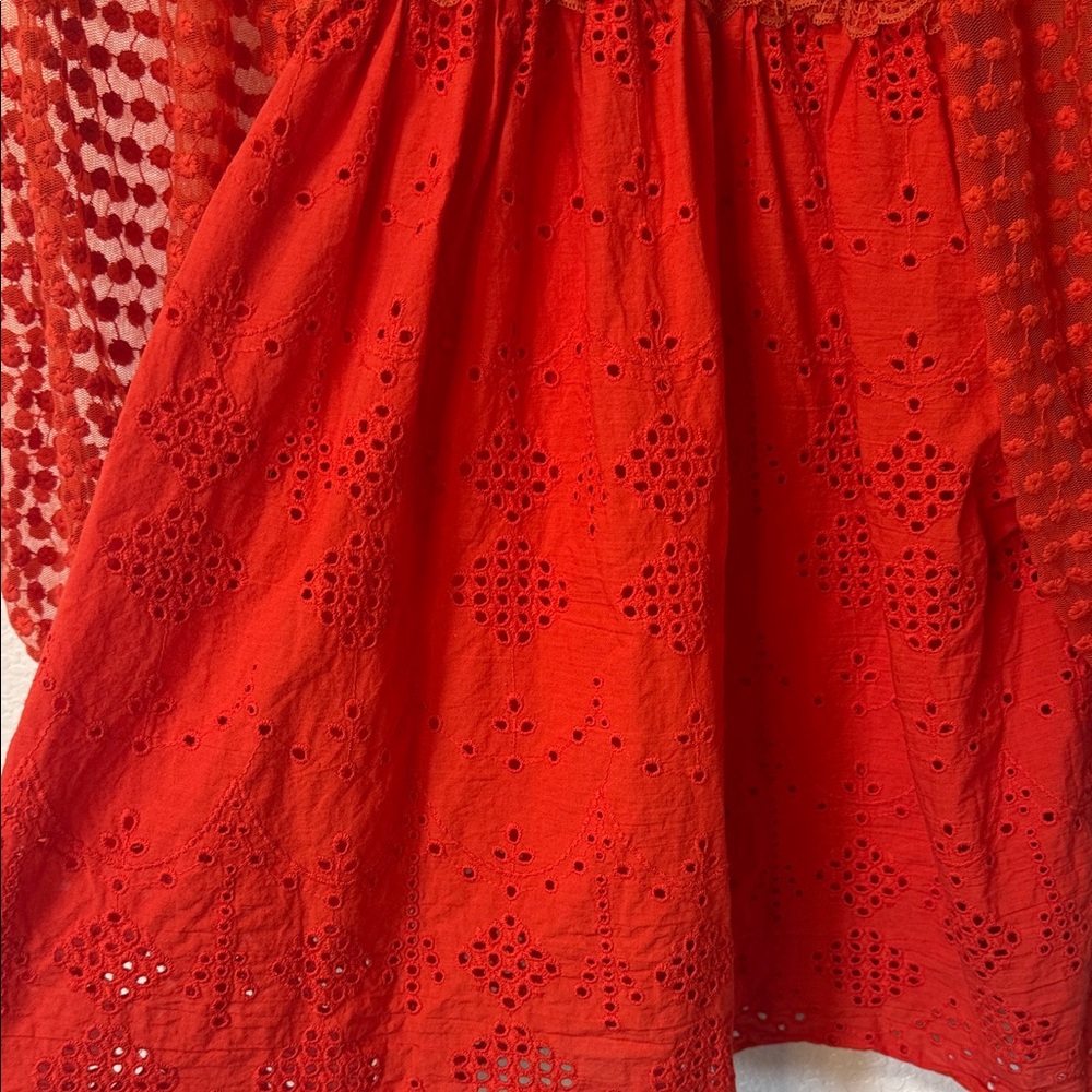 Anthropologie Vibrant Red Lace Blouse - Picture 5 of 7
